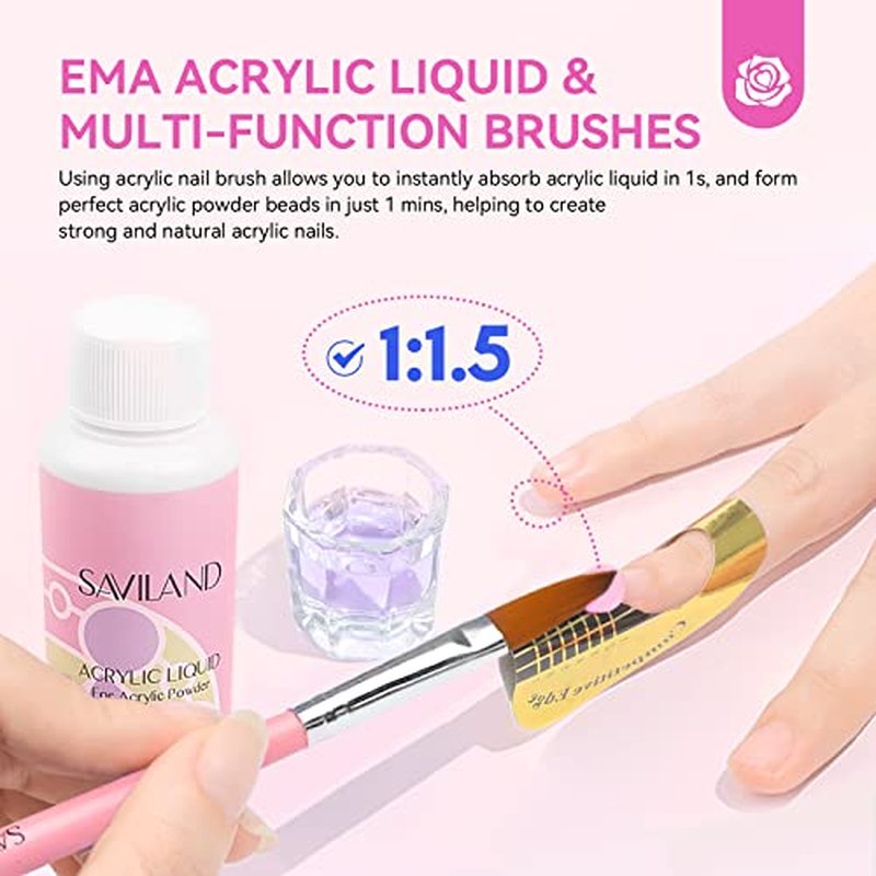 SAVILAND Professional Acrylic Nail Kit for Beginner: Acrylic Nail Set for Starter with Everything Gel Nail Polish Nail Drill U V Nail Light Gift Home Salon