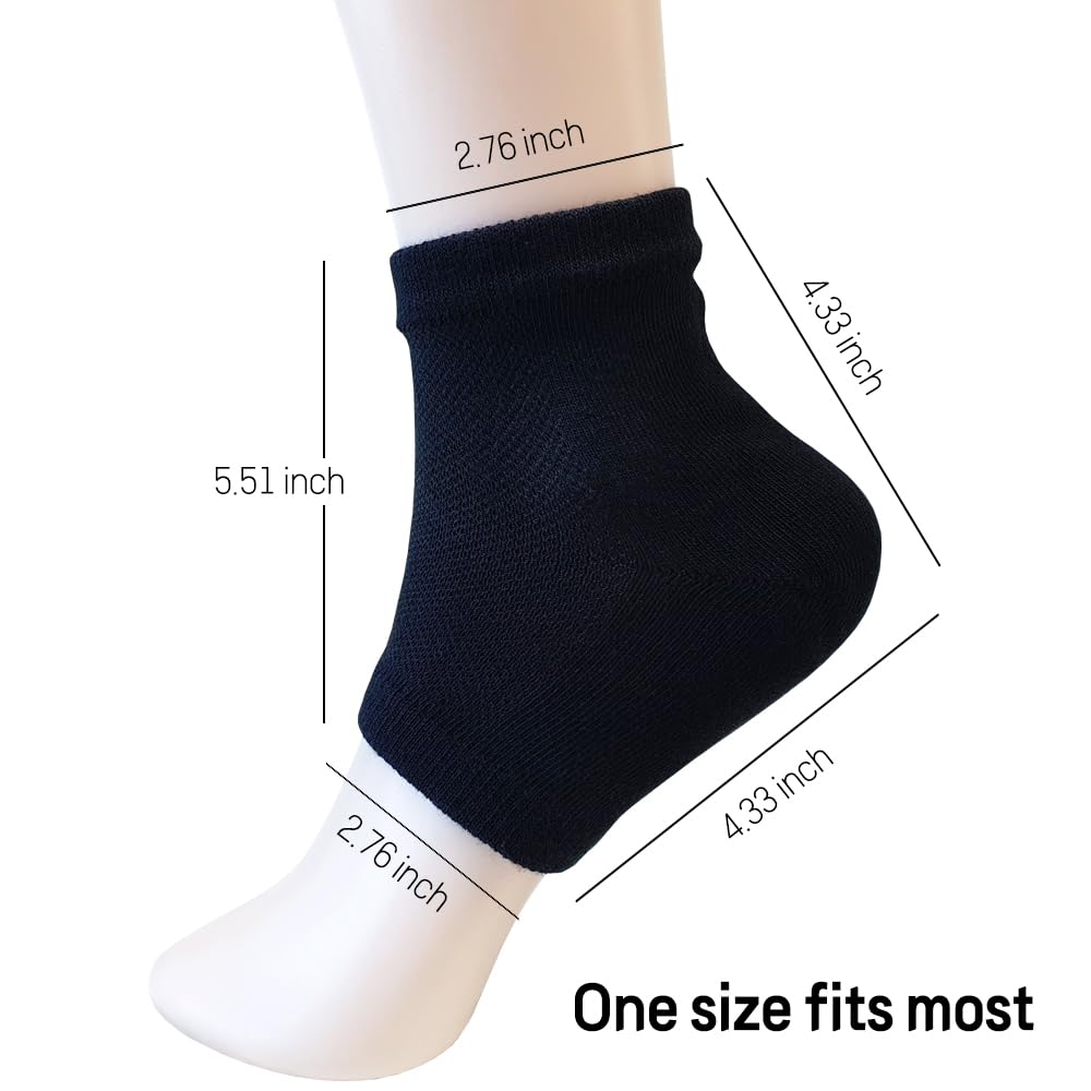 Moisturizing Gel Heel Socks to Repair Dry, Cracked Heels – Soften, Soothe & Revitalize Feet for Men & Women (Black, 3 Pairs)