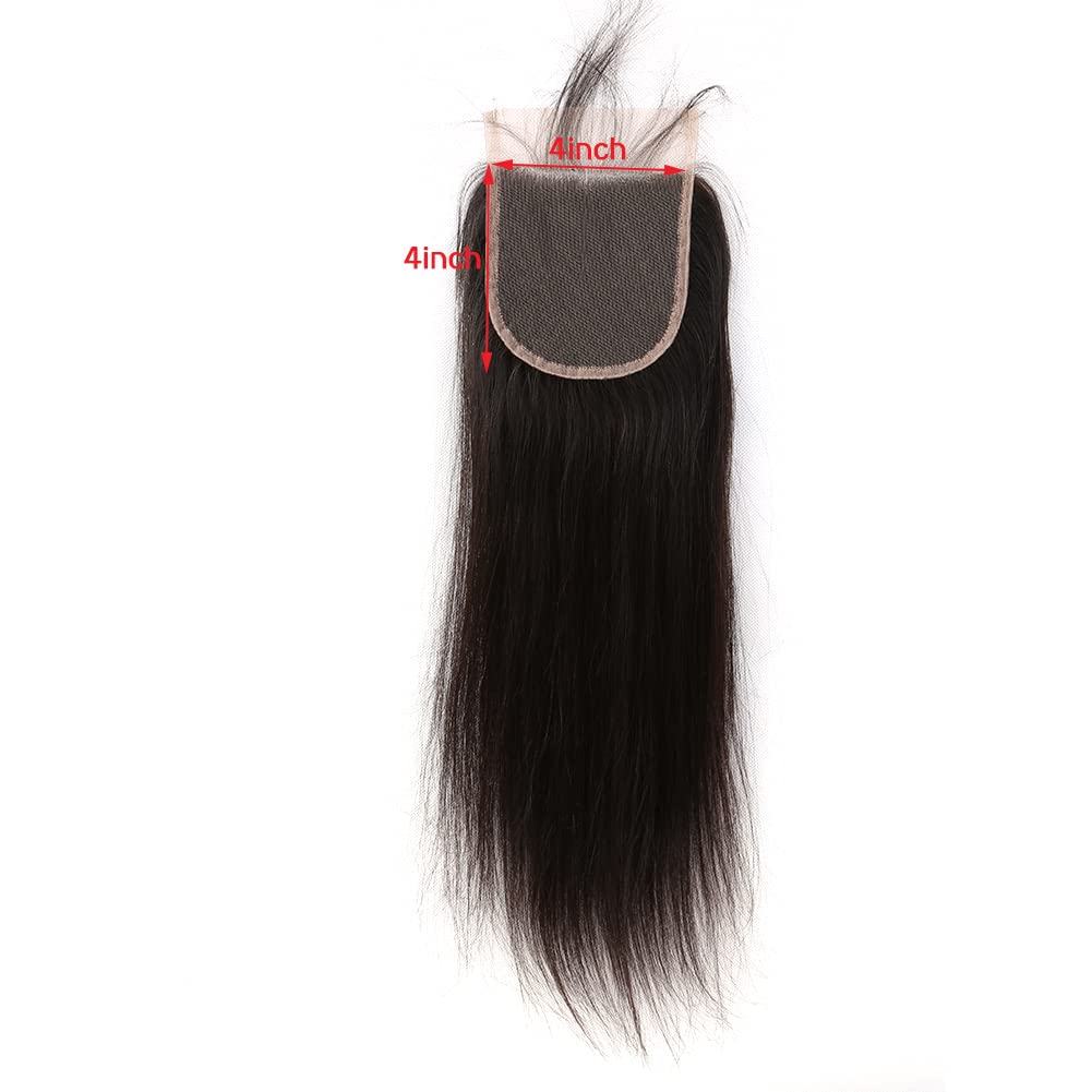Bella Hair Cuticle Aligned Straight Human Hair Top Closure 4x4 Remy Virgin Hair Free Part Lace Closure with Baby Hair (16inch)
