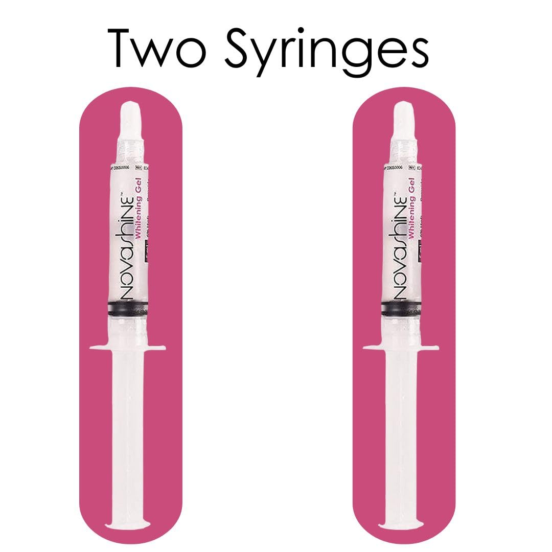 Novashine Teeth Whitening Gel Syringe Refill Pack 2X 5ml Syringes, No Sensitivity, Use with Novashine LED Light