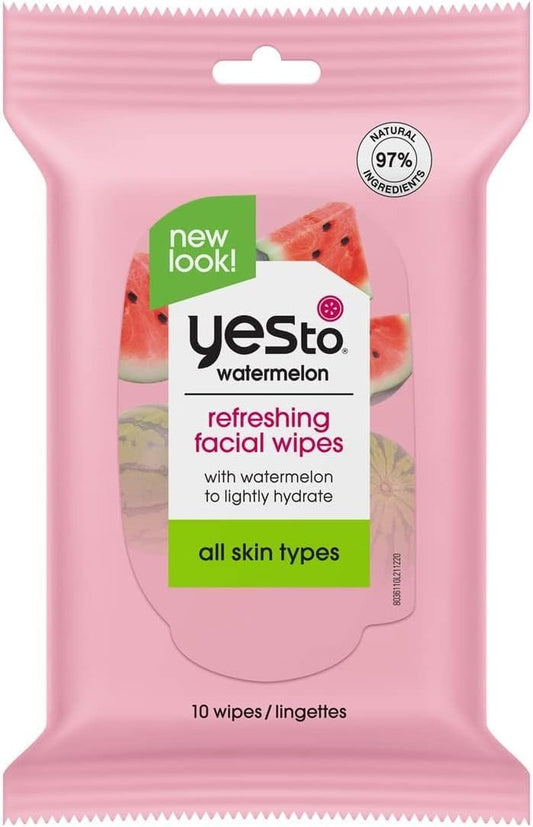 Yes To Cucumbers Travel Facial Cleanser Wipes 10 Count - Aloe Soothing Makeup Remover for Sensitive Skin - Hydrating Face Wipe, Perfect Christmas Stocking Stuffer