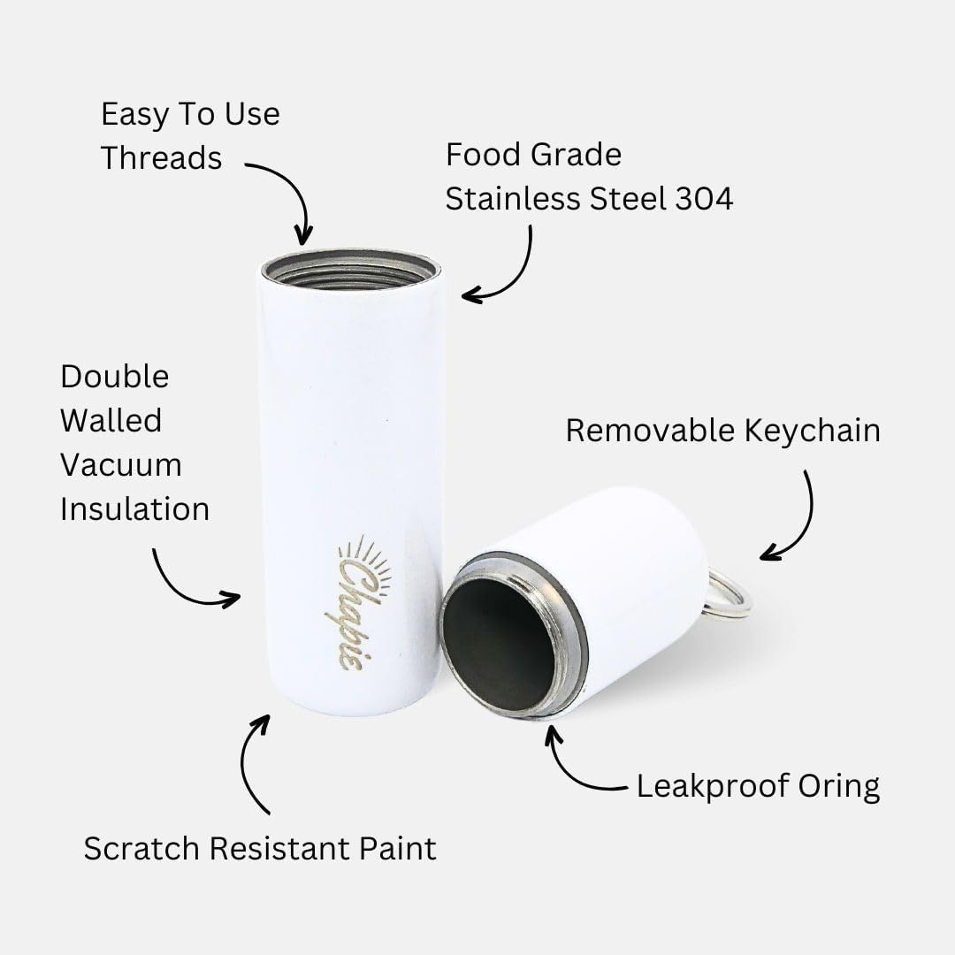 Chapie OG | Vacuum Insulated Lip Balm Keychain Holder, Prevents Melting & Messes | 3-Pack (Santa's Choice)