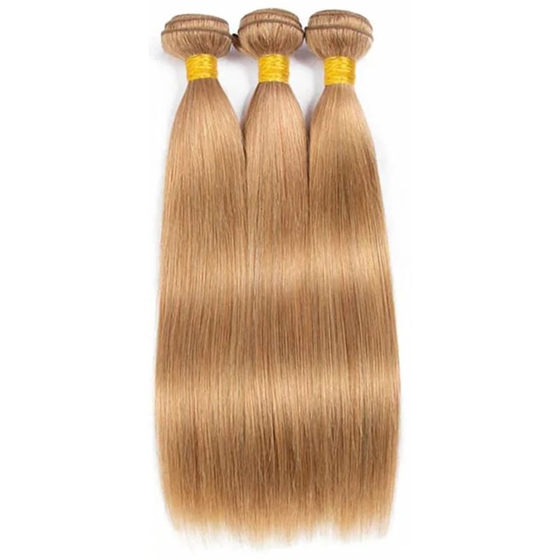 Color #27 Bundle Honey Blonde Straight Human Hair Bundles Color #27 Straight Bundles Honey Blonde Bundle Human Hair Weave 14 14 14 Inch 300G