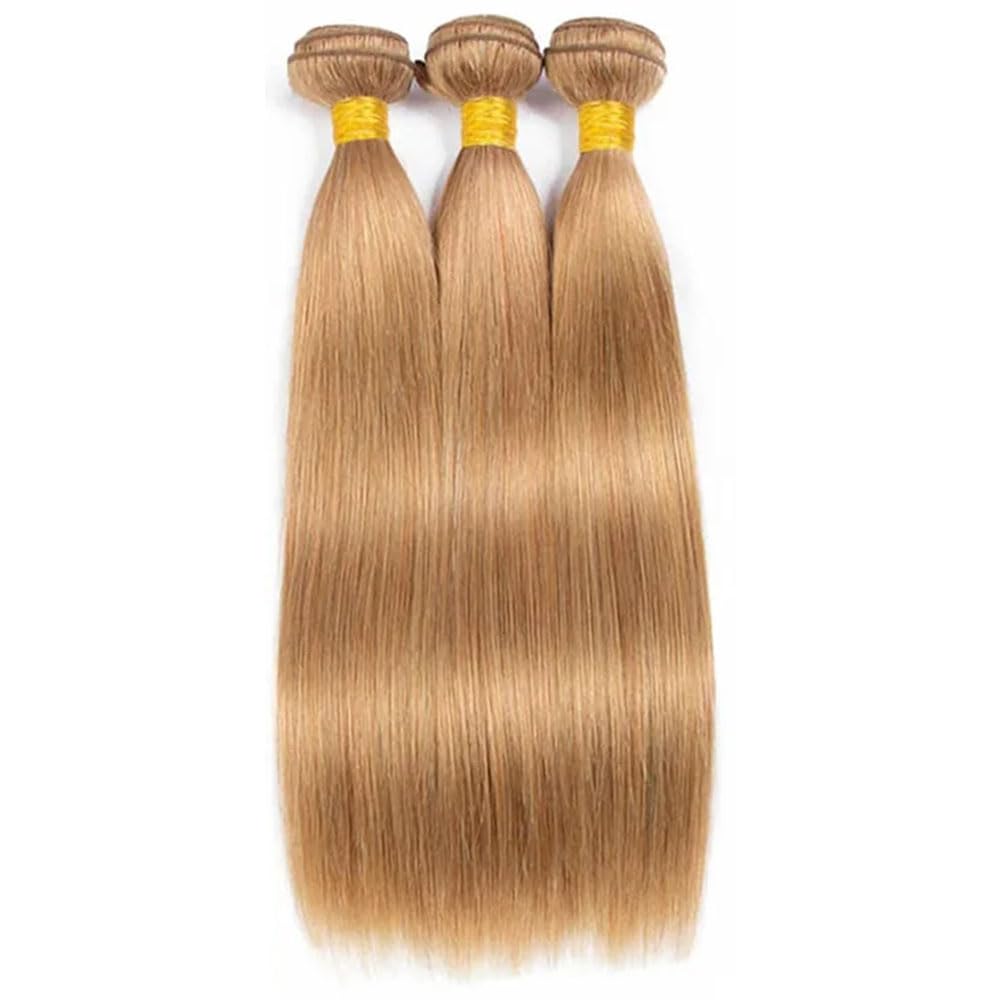Color #27 Bundle Honey Blonde Straight Human Hair Bundles Color #27 Straight Bundles Honey Blonde Bundle Human Hair Weave 14 14 14 Inch 300G