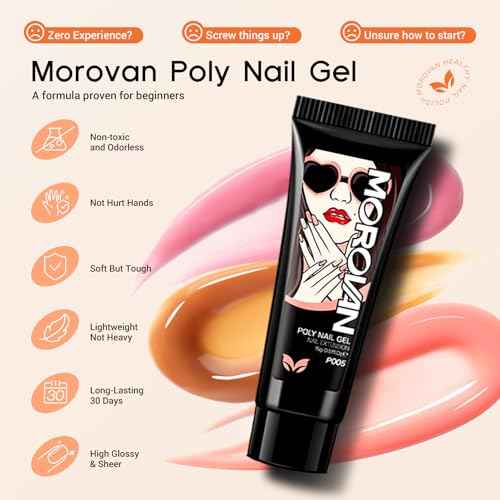 Morovan Poly Gel Nail Kit: Extension Gel Nail Kit With Nail Lamp Slip Solution Complete Professional Manicure Tools Everything In One Box DIY Set For Beginners At Home Creative Nail Art Salon Quality