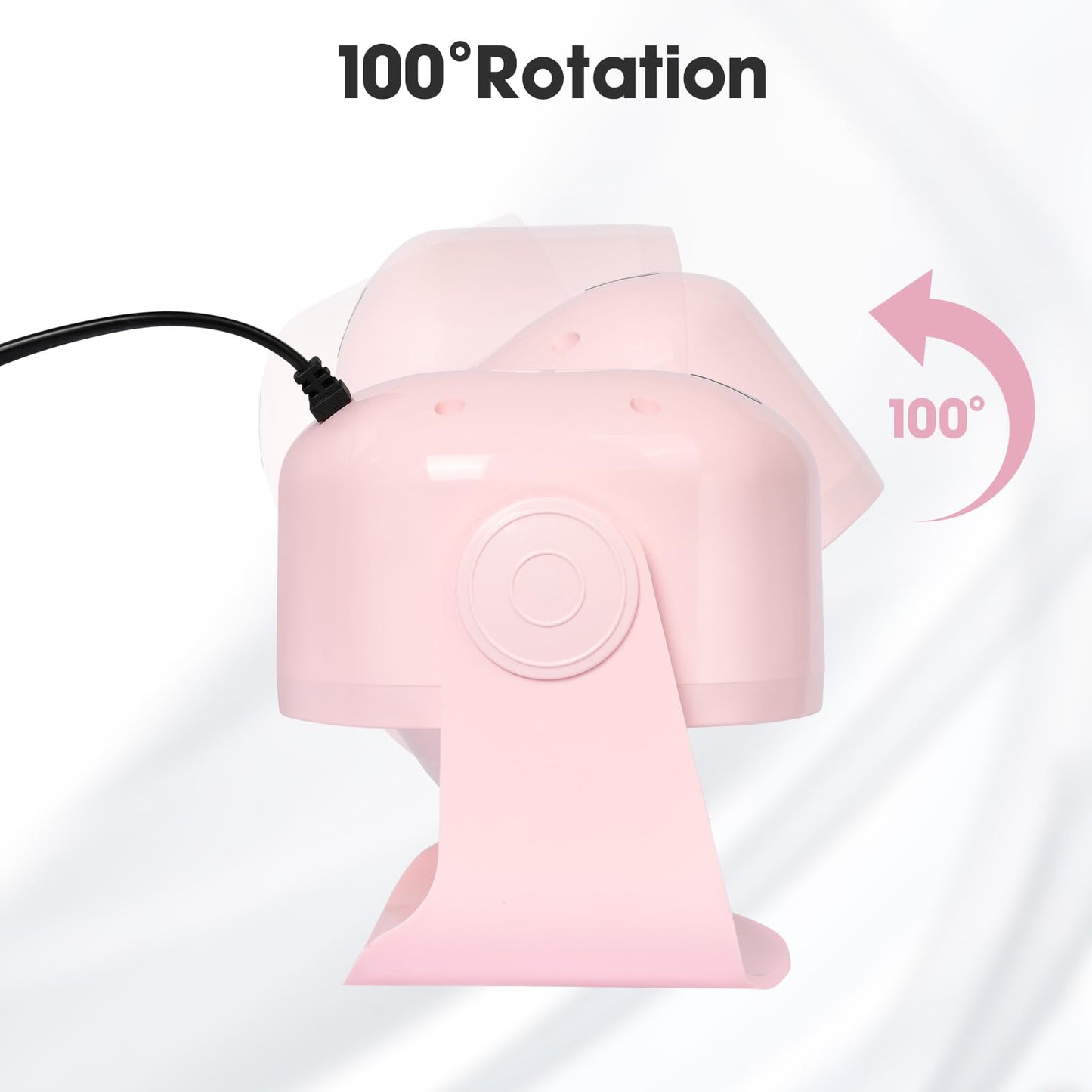 Rotatable Air Nail Dryer, 600W Warm & Cool Wind Blower Dryer for Regular Nail Polish, Multifunctional Nail Polish Fan Blow Dryer for Both Hands and Feet, Home and Salon Use No Harmful (Pink)