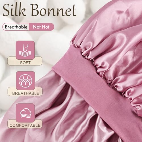 Satin Silk Bonnet for Sleeping, Soft Satin Lined Hair Bonnet for Women, Double Layer Sleep Nightcap