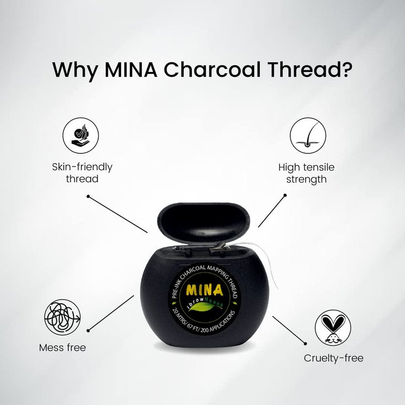 MINA ibrow Pre-Inked Microblading String for Eyebrow Mapping Bamboo Charcoal Thread Mess-Free Measuring Tool for Marking Symmetrical Eyebrows, White, 20M