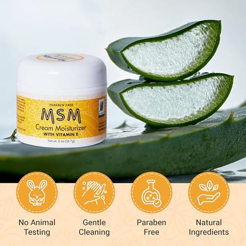 At Last Naturals MSM Cream, Face Lotion to Reduce Fine Lines and Wrinkles, Pitted Acne and Scars, Soothing Moisturizer with Vitamin E to Promote Healthy Skin, 2 Ounce (Pack of 3)