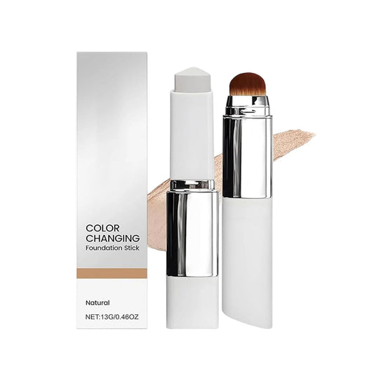 Color Changing Foundation Stick, Portable Travel Size Cover Cream Stick, Medium to Full Coverage Cream Stick Hydrating Makeup (Ivory White)