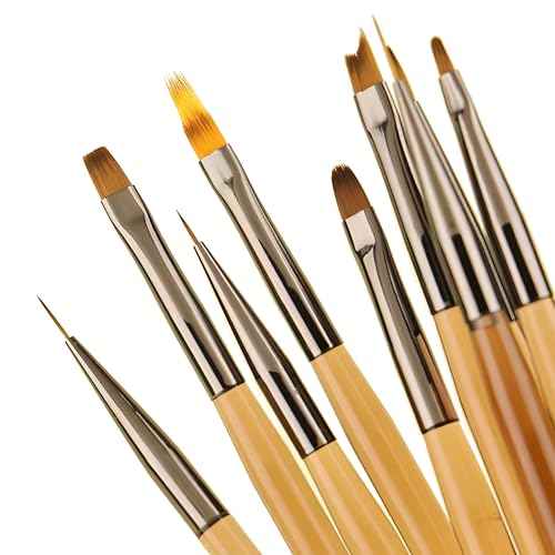 9pcs Nail Art Brushes Set, Acrylic Nail Brush, Nail Art Design Pen Painting Tools with Nail Extension Gel Brush, Builder Nail Gel Brush, Nail Dotting Pen Salon at Home Diy Manicure