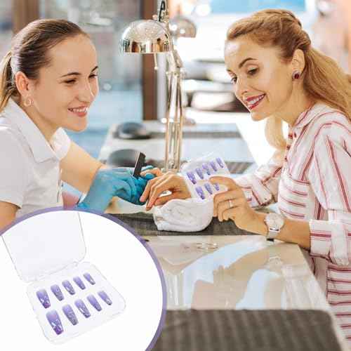 Press on Nail Box,30 Sets Display Case Artificial Nail Display Storage Box with 60 Pcs Adhesive Double Sided Tape Acrylic Nail Box Press On Nail Packaging for Nail Salon