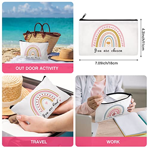 Ganeen 24 Pcs Christmas Inspirational Cosmetic Bags for Women Small Makeup Bag Makeup Pouch with Zipper Motivational Quotes for Women Coin Purse Girlfriends Coworkers Friends Gift(Motivational)