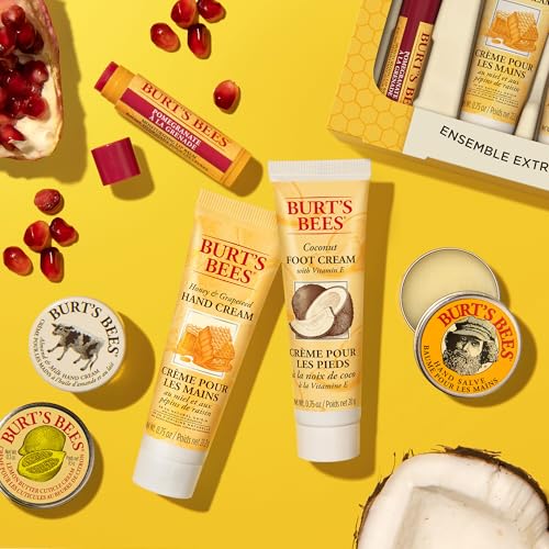 Burt's Bees Gifts Ideas - Tips and Toes Set, 6 Travel Size Products in Gift Box - 2 Hand Creams, Foot Cream, Cuticle, Hand Salve and Lip Balm