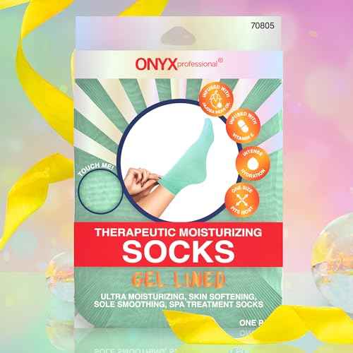 Onyx Professional Gel Moisturizing Socks, One Size Dry Feet Treatment for Women or Men, Hydrating Spa Socks for Dry Feet and Cracked Heel Repair, One Reusable Pair