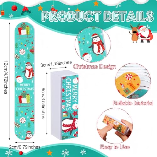Demissle 18 Pcs Christmas Nail File and Buffer Set Christmas Gift for Women Include 12 Christmas Nail Files Emery Boards 6 Rectangular Nail Buffer Block for Christmas Manicure Tools Party Favors