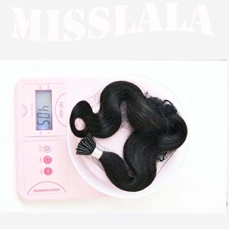Misslala 18 Inch Cold Fusion Extensions Human Hair Itip Human Hair Extensions Wavy Color #1B Off Black Keratin Hair Extensions Human Hair Wavy 0.8g/s 50S/40G…