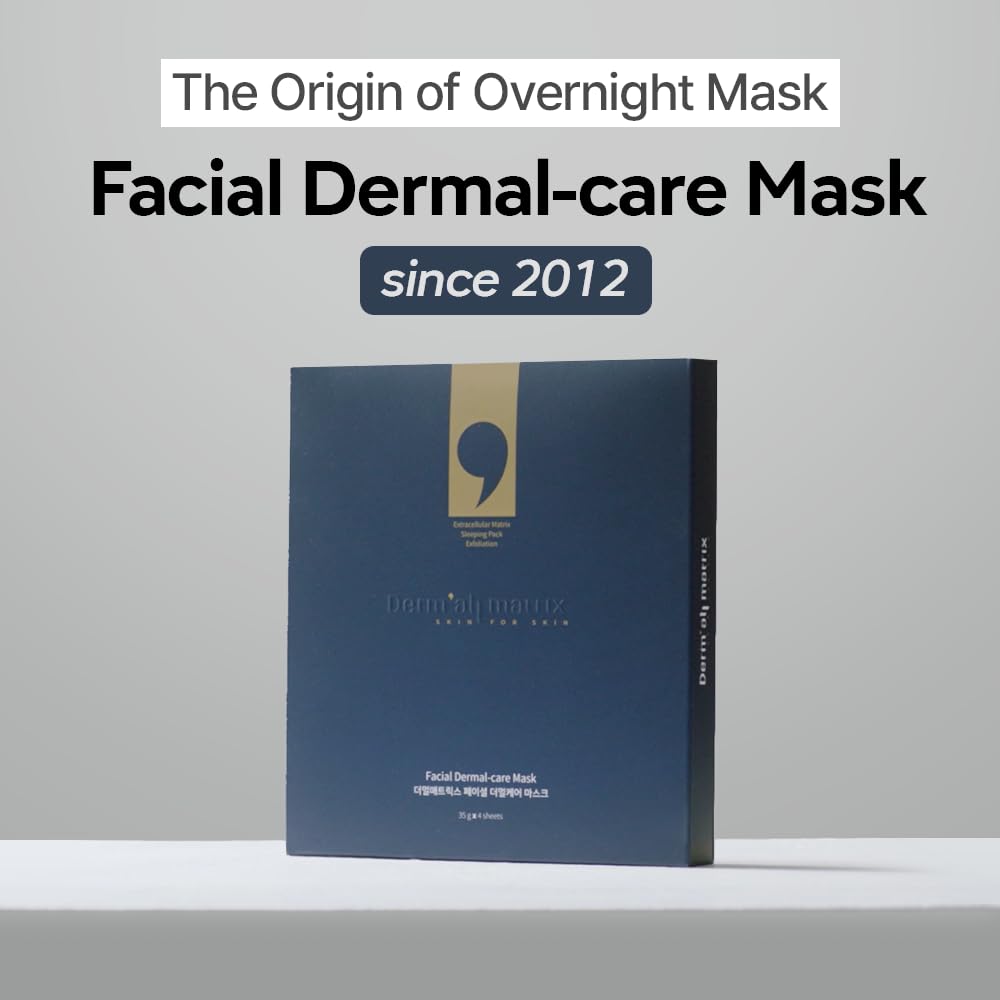 Daily Facial Dermal-Care Mask Pack | Lifting, Hydrating, Collagen Sheet Mask for Wrinkles & Dry Skin - 4 Sheets (1 Week)