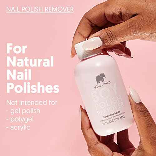 ella+mila Soy Nail Polish Remover - Non-Acetone, Non-Toxic Fingernail Polish Remover for Natural Nails - Gentle, Vegan Formula with Lavender Oil & Vitamins A, C & E (4 fl oz)
