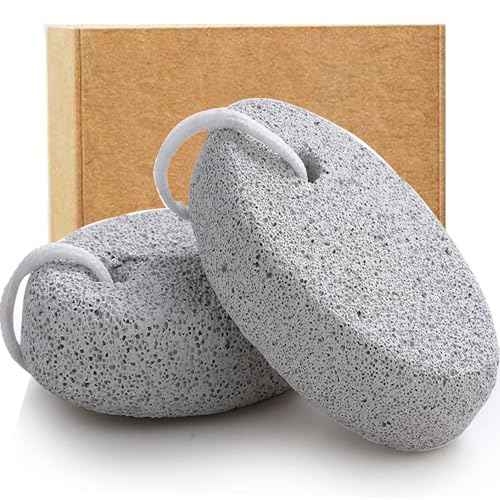 Natural Foot Pumice Stone for Feet, Borogo 2-Pack Lava Pedicure Tools Hard Skin Callus Remover for Feet and Hands - White&Red