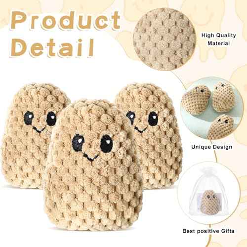 12 Sets Knitted Potato Gifts Christmas Mini Potato Crochet Gifts with Positive Cards Bags Encouragement Support Supplies for Xmas Coworker Employee Team Birthday Party Decor (Classic)