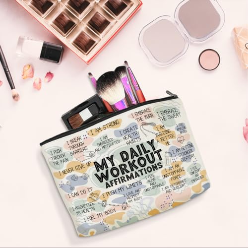 Daily Affirmations for Women Makeup Bag Workout Gifts for Women Encouragement Inspirational Mental Health Gifts for Female Friend Coworker Birthday Friendship Mothers Day Nurse Day Travel Toiletry Bag