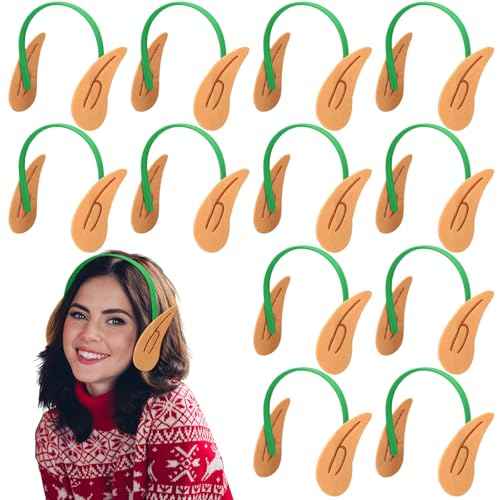 12 Pack Elf Ears Headbands Christmas Elf Cosplay Party Accessories Christmas Elf Ear Headwear Costume Supplies(Green)