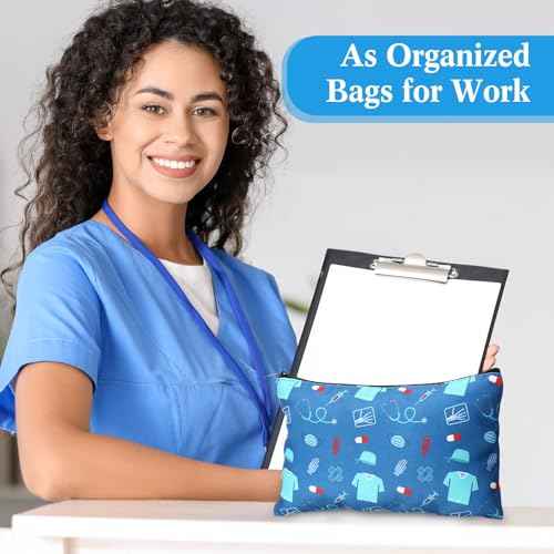 Hillban 36 Pcs Nurse Gifts for Women Makeup Bags Survival Kit Cosmetic Bags Birthday Christmas Gifts for Nurse Practitioner Nursing Zipper Pouch Supplies, 12 Styles