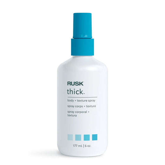 RUSK Designer Collection Thick Body and Texture Amplifier Spray, 6 Fl Oz, For Fine, Limp, Flat or Lazy Hair Types - Contains Wheat Protein, Adds Strength, Texture, Volume & Moisture