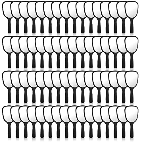 60 Pcs 7.08 x 3.14 Inch Hand Handheld Mirror with Handle Plastic Compact Travel Makeup Cosmetic Mirror Small Personal Portable Hand Held Mirror for Home Vanity Camping (Black)