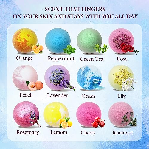 Dry Skin Moisturizer Bath Bombs Gift Set 24, with Relaxing Scents Made from Essential Oils for Bubble and Spa Bath, Handmade Christmas Gifts for Her/Him, Wife, Girlfriend