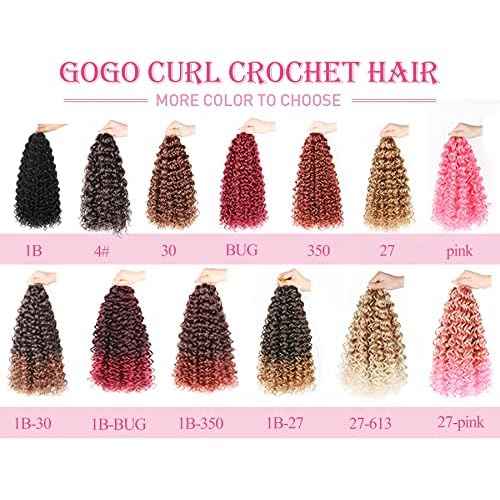 Gogo Curl Crochet Hair 8 Inch Short Curly Crochet Hair for Black Women Beach Curl Crochet hair - Water Wave Curly Crochet Braids Hair Deep Wave Synthetic Braiding Hair Extensions (8 inch T30)
