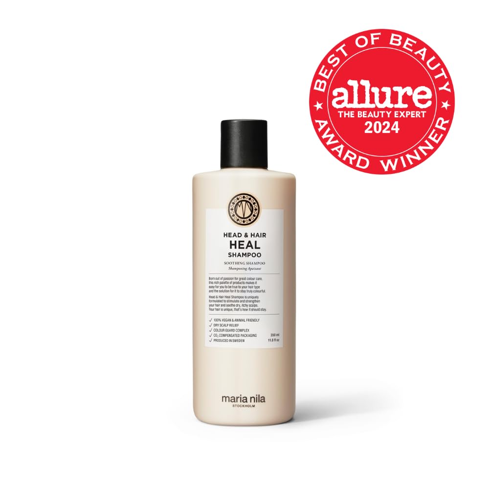 Maria Nila Head & Hair Heal, Soothing Shampoo for Dry & Itchy Scalp, Calming Aloe Vera & Piroctone Olamine Properties Moisturises/Soothes Scalp Preventing Flakiness, 11.8 Fl Oz