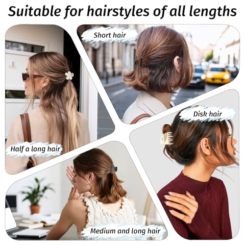 Small Claw Clips for Thin/Medium Thick Hair,12Pcs 1.5 Inch Mini Matte Tiny Jaw Clips for Women Girls 4 Style Nonslip