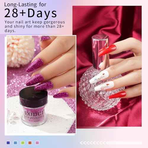 12 Pcs Nail Dip Powder Set, 12 Colors Burgundy Pink Dipping Powder Kit, Valentine's Shimmering Red Purple Glitter Nail Art Manicure Salon DIY for Daily at Home Party Gifts for Women