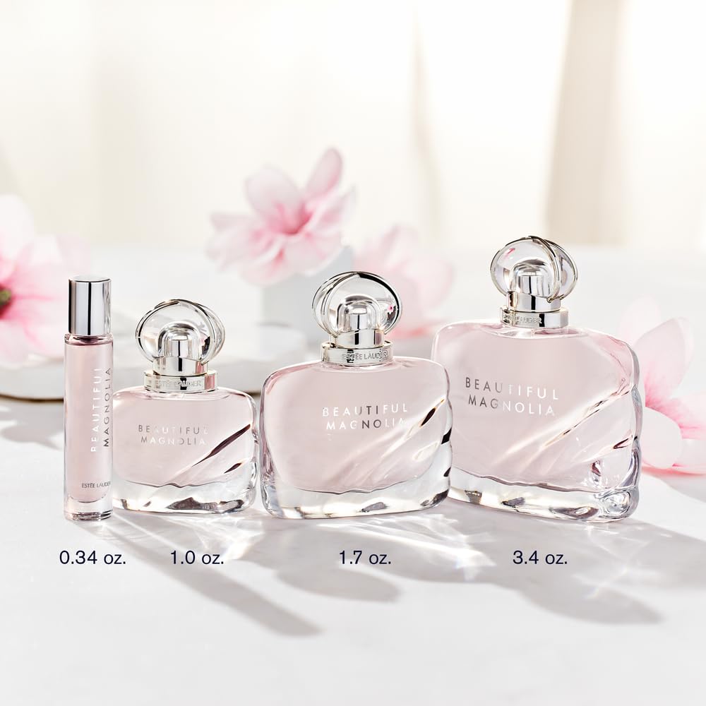 Estée Lauder Beautiful Magnolia Eau de Parfum Spray with Notes of Lush Magnolia, Solar Gardenia, Warm Woods & Luminous Musk | Floral Perfume for Women | Perfumes for Women, Travel Size, 0.34 Fl Oz