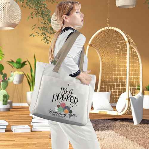 WCGXKO Crochet Lover Gift Crocheters Gift I'm A Hooker In My Spare Time Zipper Pouch Makeup Bag