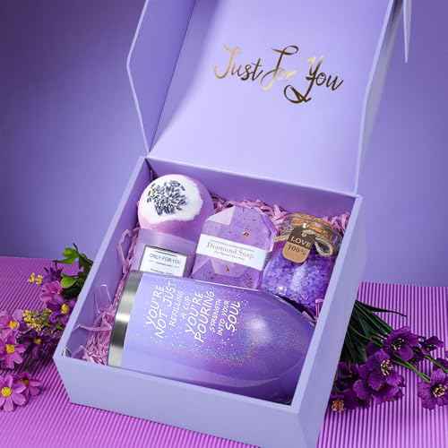 Birthday Gifts for Women - Christmas,Valentines Day,Birthday,Thanksgiving Day,Mothers Day Gifts - Unique Lavender Spa Basket Set Gift for Mom,Wife,Aunt,Daughter,Sister,Girlfriend,Her