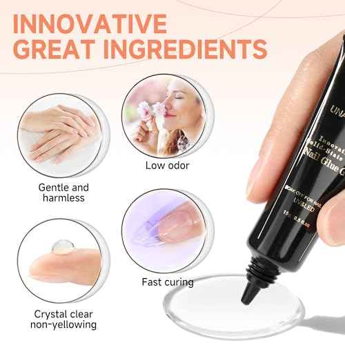UNA GELLA Solid Nail Glue Gel 15ml Lamp Curing Needed Solid Soak Off U V/LED Lamp Required Super Strong Glue For Fake Acrylic Soft Gel Nail Tips Press On Nails Art Extension