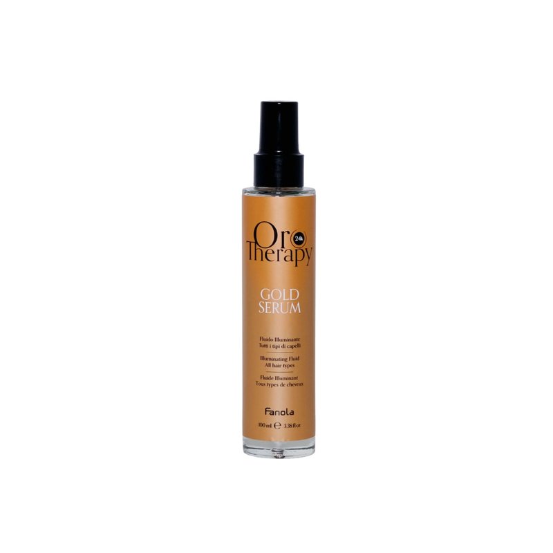 Fanola Oro Therapy Bi-Phase Hair Serum - Infused with Keratin, Argan Oil & Micro-Active Gold for Damaged Hair - Ideal for Frizz Control and Split End Repair (3.38 Fl oz)