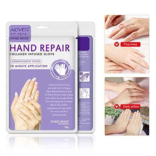 4 Pack Hands Moisturizing Gloves, Hand Spa Mask Infused Collagen, Serum + Vitamins + Natural Plant Extracts for Dry, Cracked Hands, Moisturizer Hands Mask, Repair Rough Skin for Women&Men