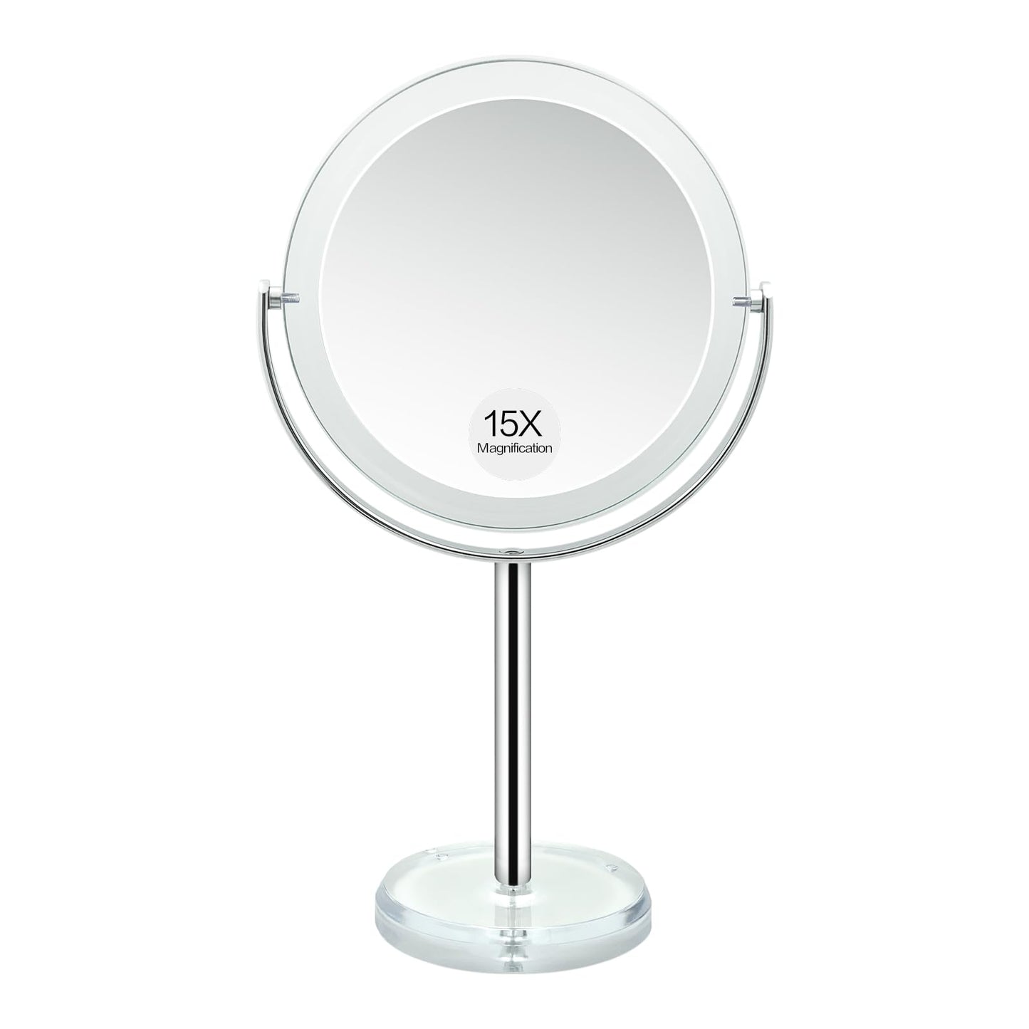 Snowflakes 1X / 15X Magnifying Makeup Mirror with Stand - 7 Inch Tabletop Vanity Mirror for Bathroom or Bedroom with 360° Rotation.