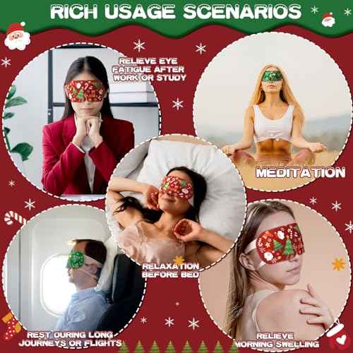 Bonuci 30 Pcs Christmas Steam Eye Masks Bulk for Dry Eyes Disposable Heating Eye Mask for Spa Sleep Warm Compress Stress Dark Circle Relief Puffiness and Relaxation Gifts Christmas Stocking Stuffer