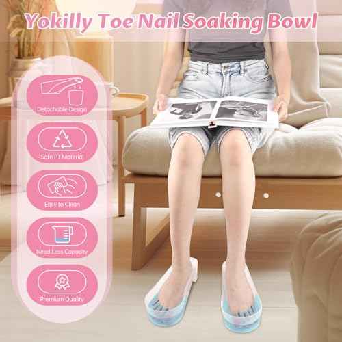 Yokilly Toe Nail Soaking Bowl, 2 PCS Toenails Soak Off Bowl, Shoe Design Foot Bath Soak Tub Bowl, Acetone Proof Pedicure Foot Spa Nail Soaker Bowl for Soak Off Dip Powder Gel Polish Remover (Clear)