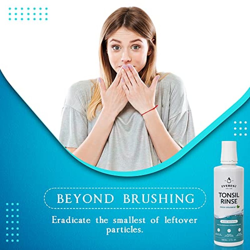 Everest Mouth Wash & Tonsil Stone Remover ? Natural Mouthwash or Oral Rinse Liquid to Help Soothe Tonsils, Bad Breath, & Relieve Dry Mouth - Alcohol Free Treatment (17 fl oz (3 Pack), Spearmint)