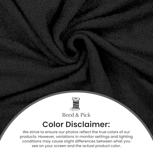 Reed&Pick 24 Pack Black Hand Towels 100% Cotton Spa Towels 16x26 inches Highly Absorbable Facial, Gym, Hair and Face Towels in Bulk
