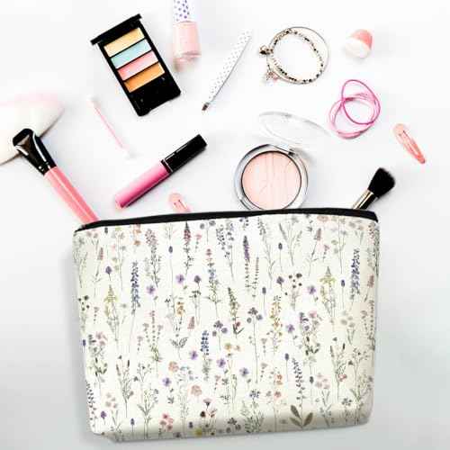 4PCS Floral Makeup Bags for Women, Cute Flower Aesthetic Travel Toiletry Bag, Coquette Cosmetic Bag, Portable Zipper Pouch Cosmetics Pouch Gifts for Women Girls Girlfriend Mom