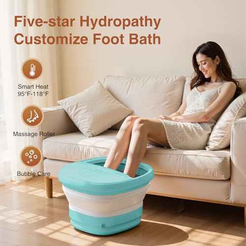 Pedicure Foot Spa with Bubble and Heat,Collapsible Foot Soaking Tub with Remote Control,Pedicure Tools for Feet,Foot Bath Soak Tub Gift for Women/Men,Mom/Dad