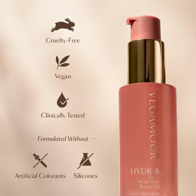 VEGAMOUR HYDR-8 Weightless Repair Oil | Strengthens, Smooths and Adds Shine with Marula Oil and Vitamin C | For All Hair Types | Formulated Without Silicones, Vegan and Cruelty-Free (1.7 Fl Oz)