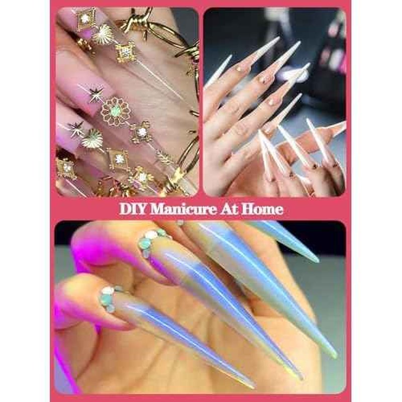 312PCS Extra Long Stiletto Nail Tips for Acrylic Nails Professional, 4XL Half Cover Stiletto Nails Tips, Clear French False Nail Extension, Super Long French Tapered Nails Tip 12 Sizes